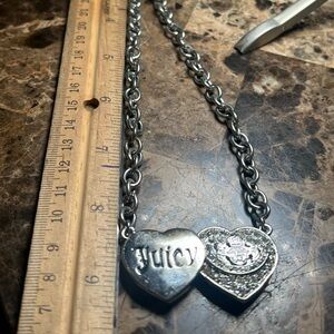 VTG Juicy Couture Silver Heart Charm Necklace